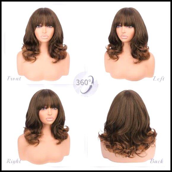 Synthetic Yaki Fiber Wig with Bangs Body Wave Heat Resistant Natural Look main image 4